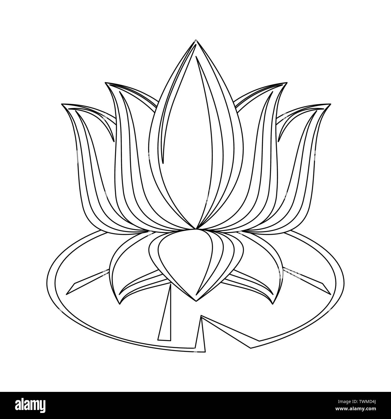 Lotus flower on leaf cartoon isolated in black and white Stock Vector Image  & Art - Alamy
