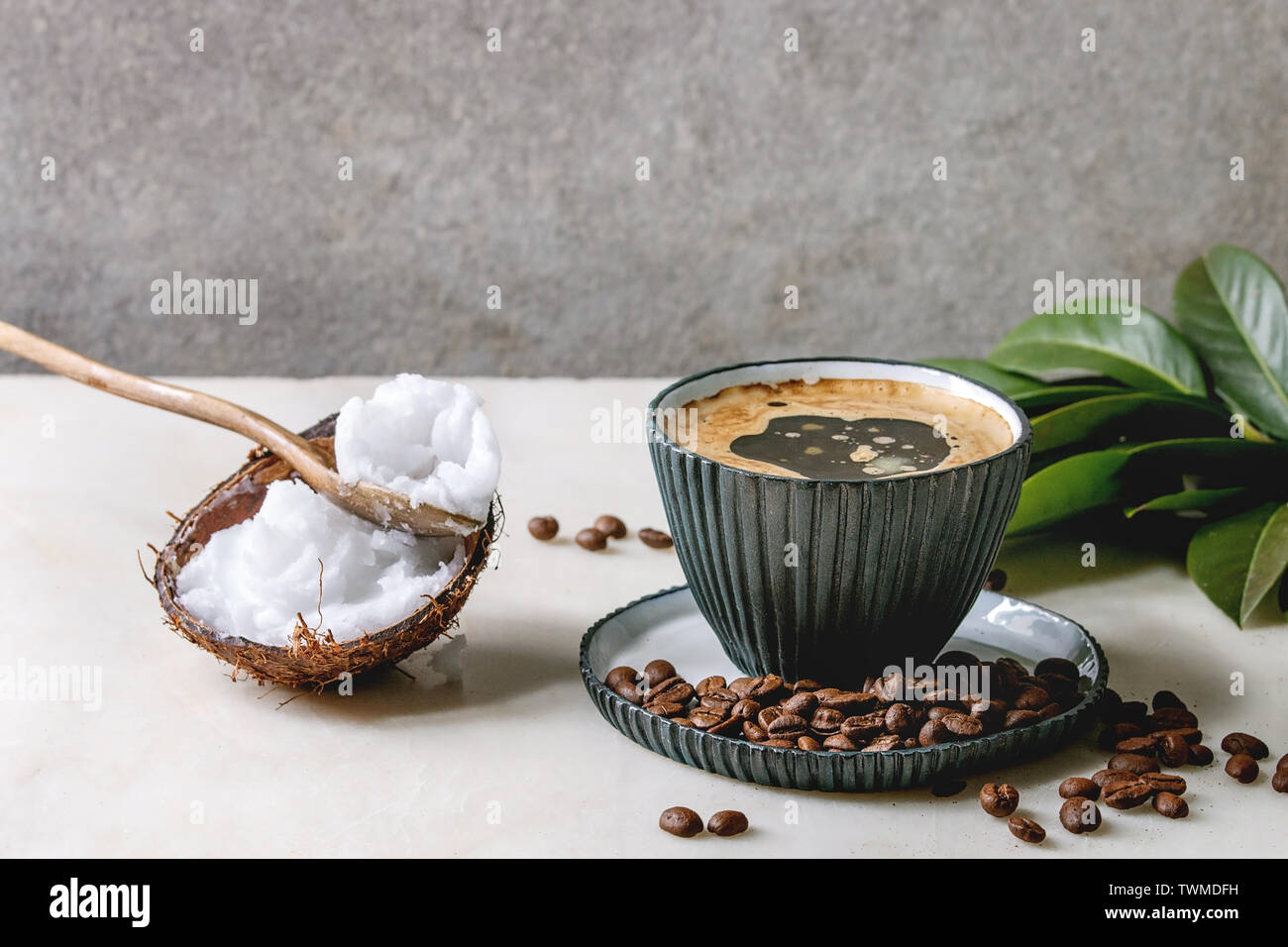 Bulletproof coffee with butter Stock Photo Alamy