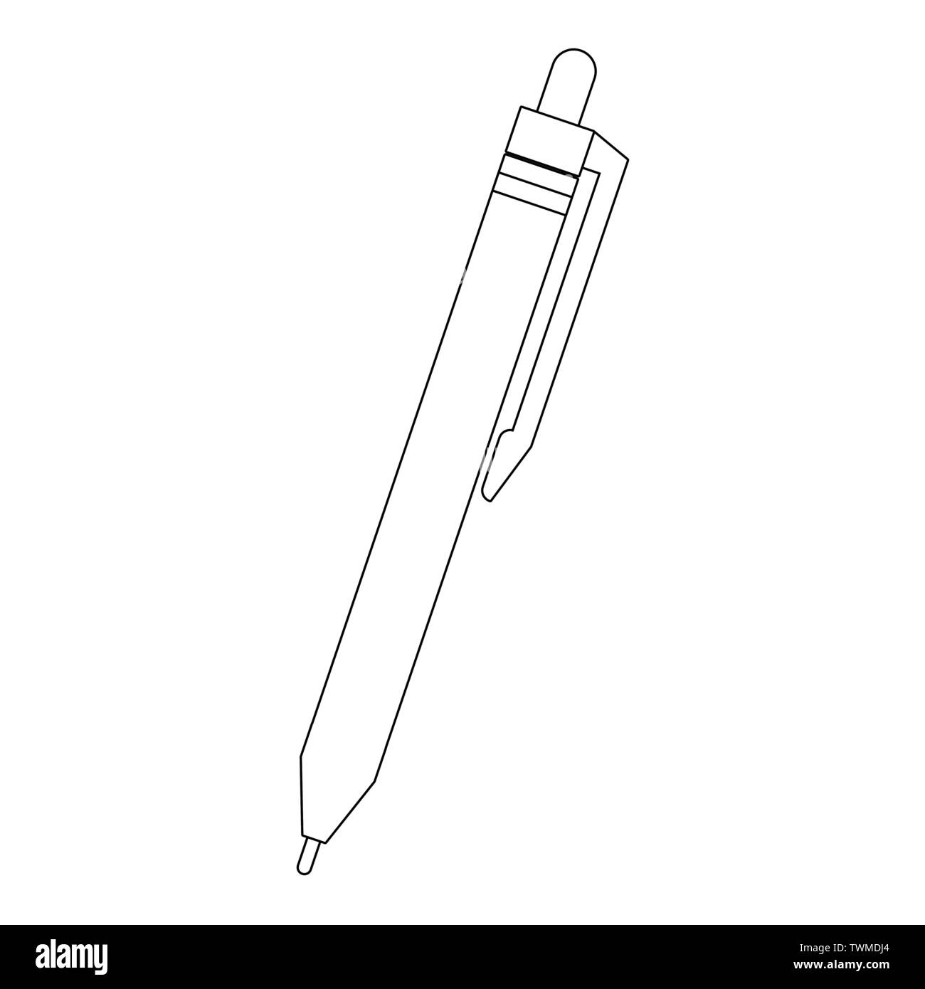 Office pen ballpoint isolated symbol in black and white Stock Vector ...