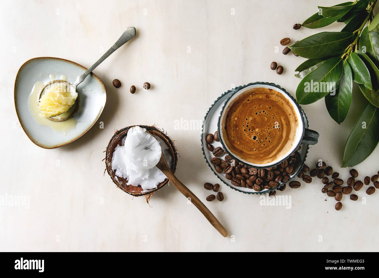 Bulletproof coffee with butter Stock Photo Alamy