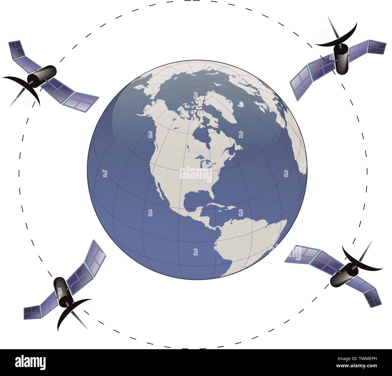 satellites are revolving around earth orbit Stock Photo Alamy