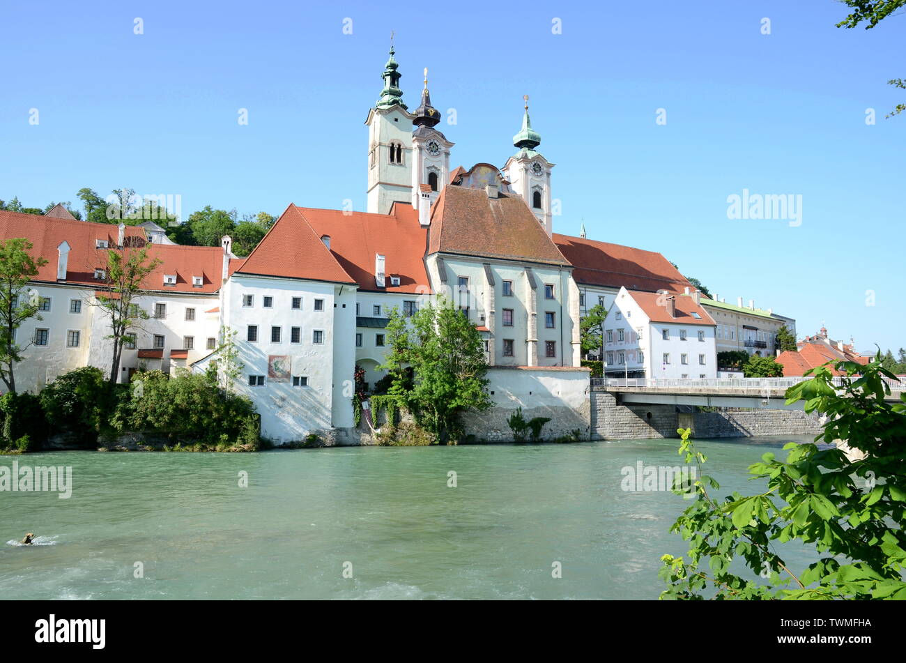 Steyrdorf In The Historic Town Of Steyr Upper Austria Stock Photo