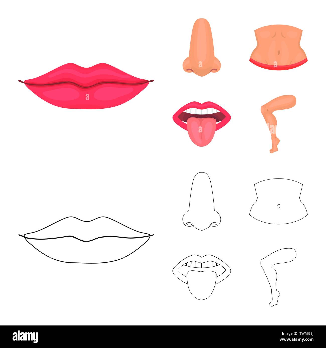 Isolated object of body and part icon. Collection of body and anatomy ...