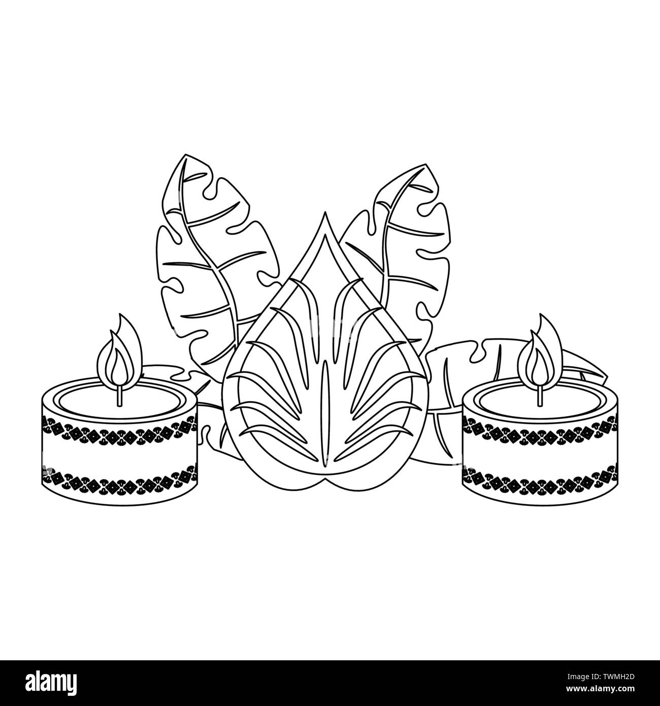 Ugadi indian celebration emblems cartoons in black and white Stock