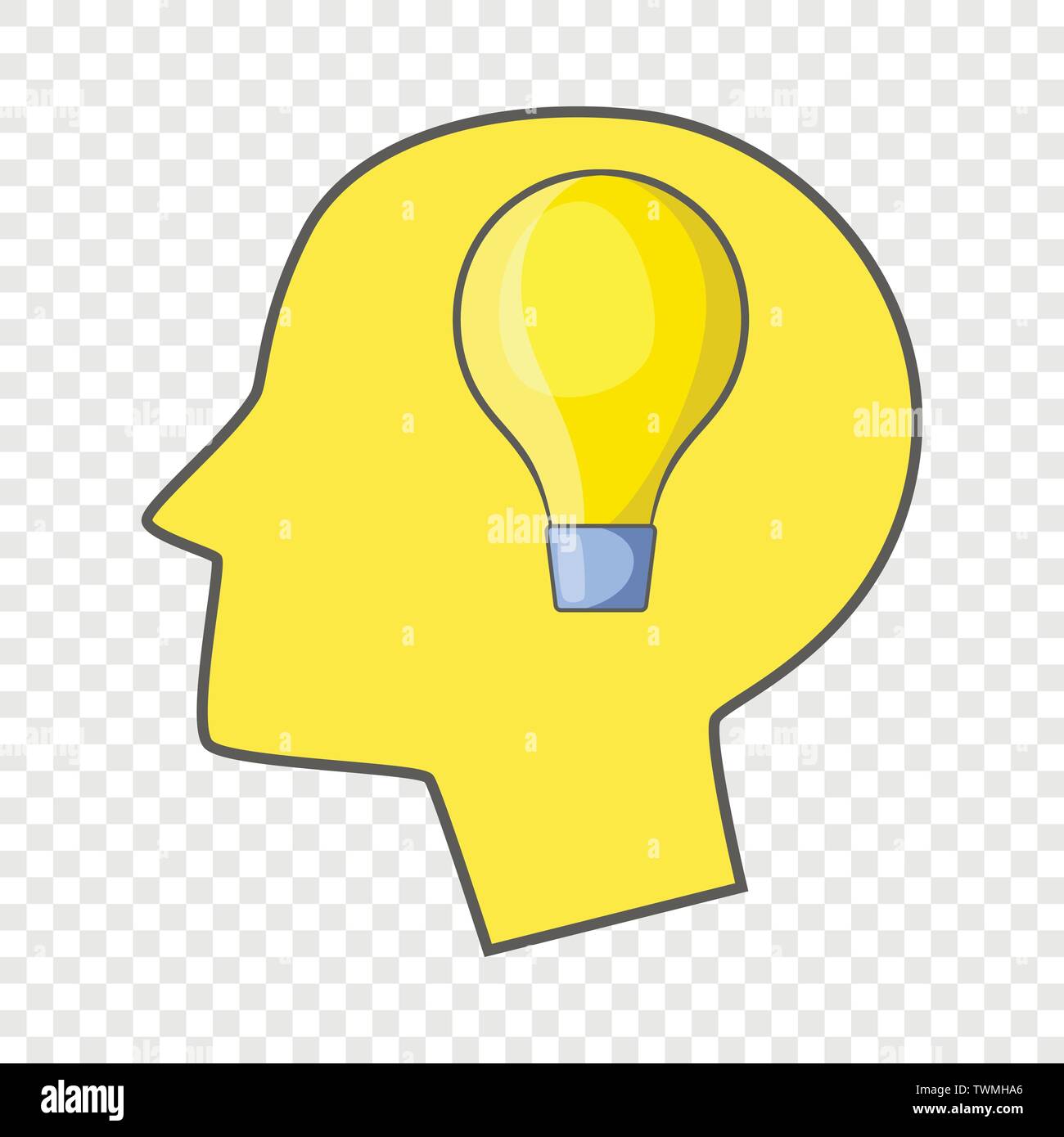 Burning light bulb in human head icon Stock Vector