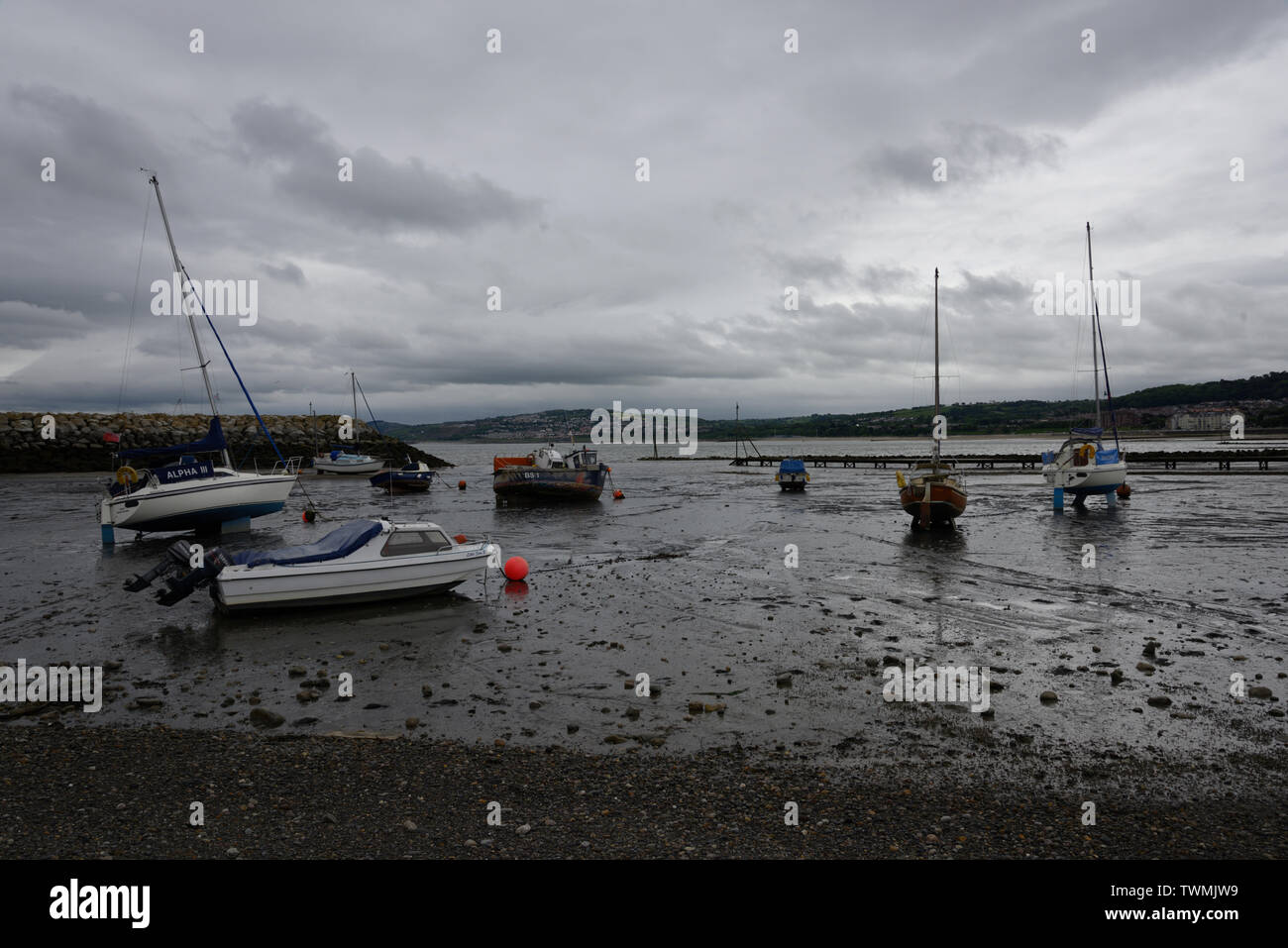 RhosonSea in very mixed weather rain mist andcloud Stock Photo Alamy