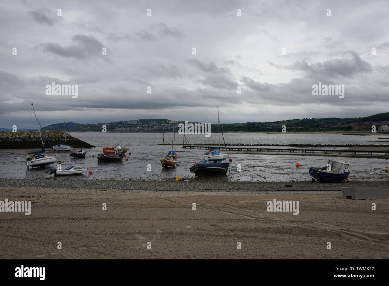 RhosonSea in very mixed weather rain mist andcloud Stock Photo Alamy