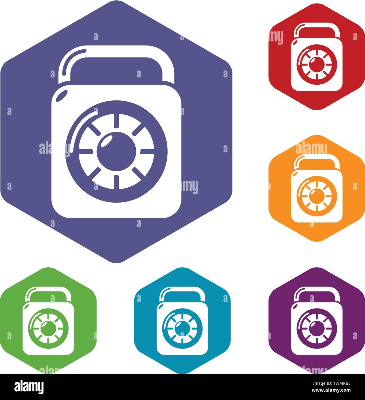 Lock element icons vector hexahedron Stock Vector