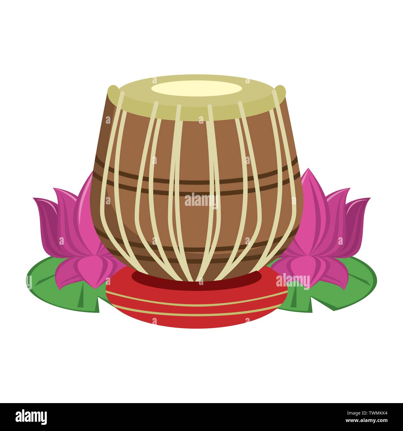 Indian tabla drums with lotus flower Stock Vector Image & Art Alamy