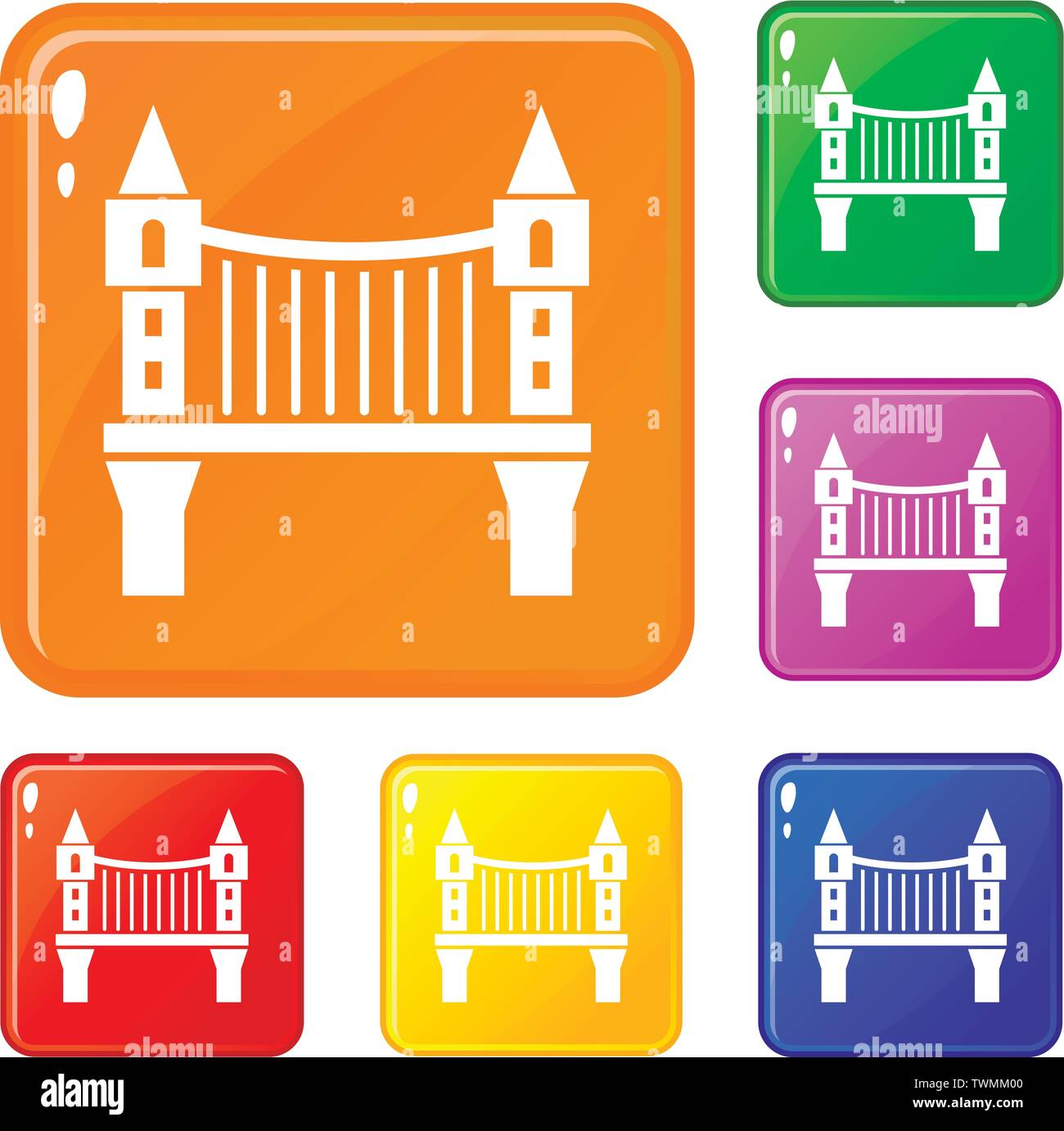 Tower bridge icons set vector color Stock Vector Image & Art - Alamy