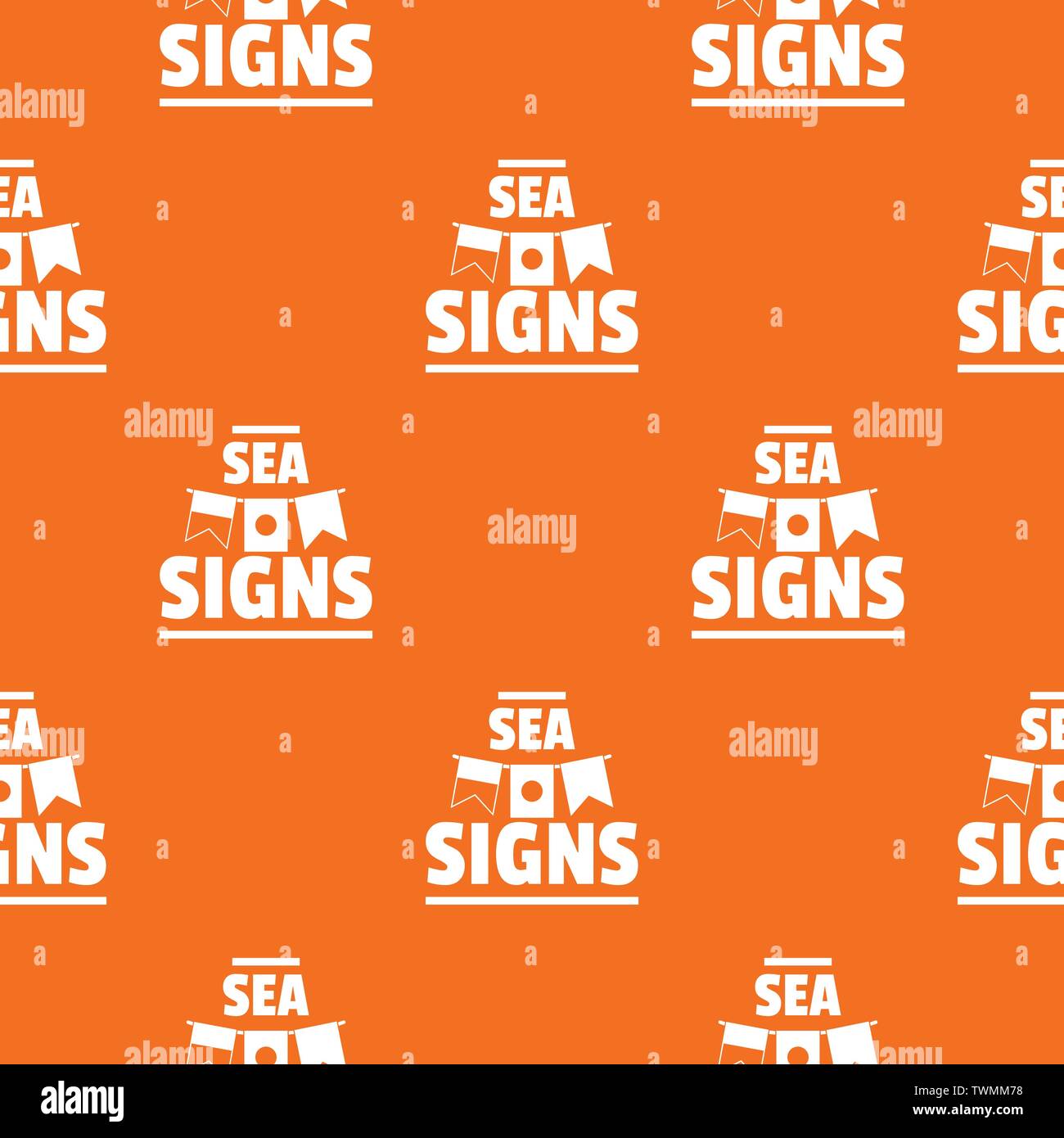 Sea signs pattern vector orange Stock Vector