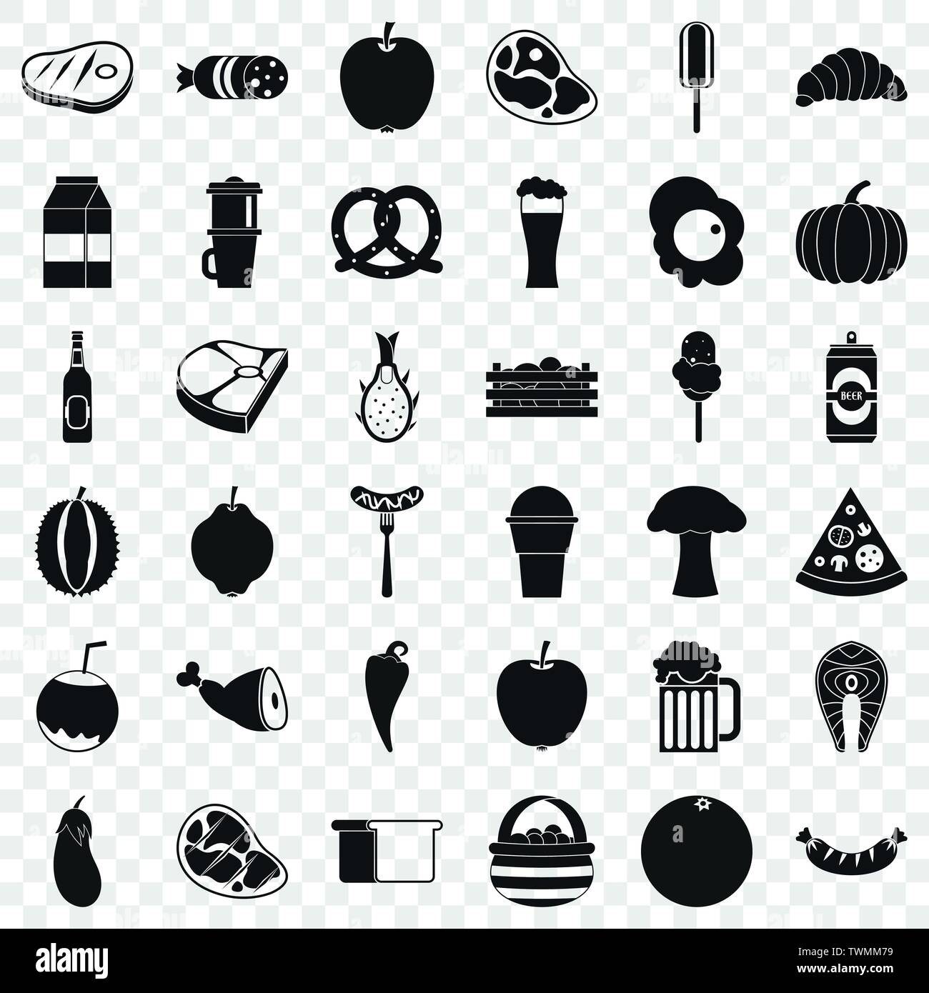 Coffee icons set, simle style Stock Vector