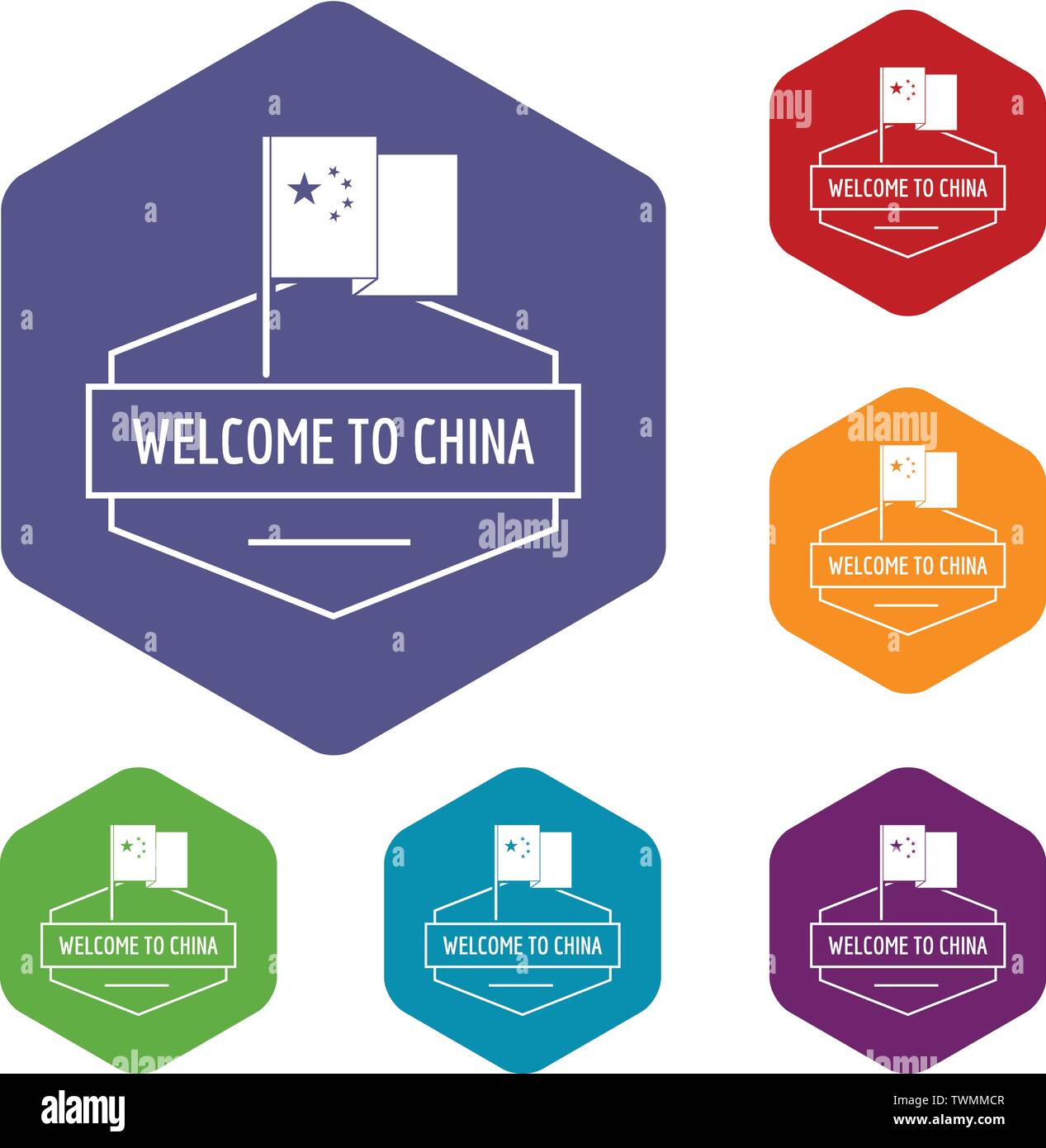 China icons vector hexahedron Stock Vector