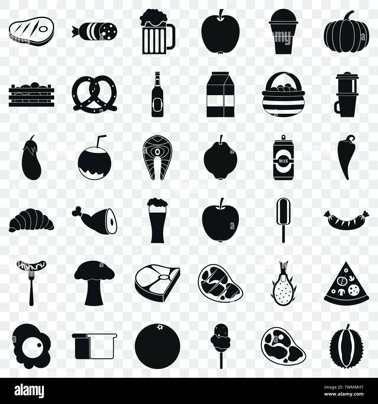 Breakfast icons set, simle style Stock Vector