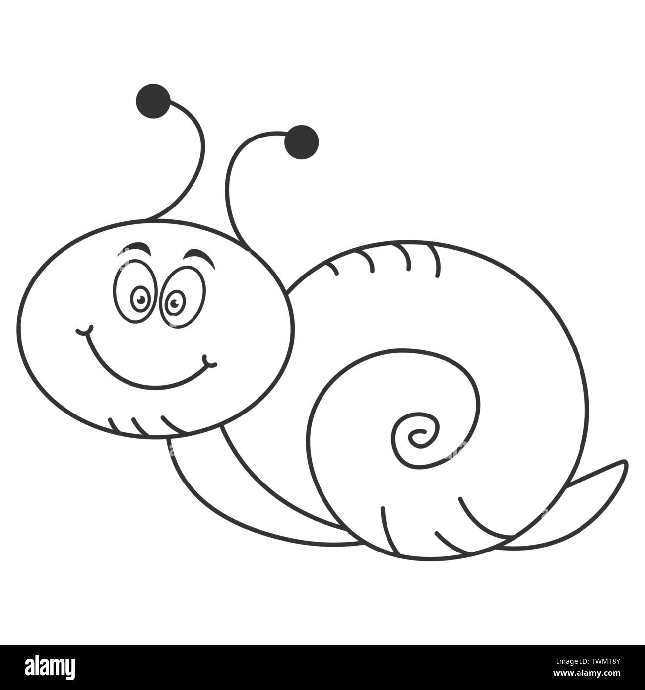 Funny snail in cartoon style. Outline drawing. Vector illustration Stock  Vector Image & Art - Alamy