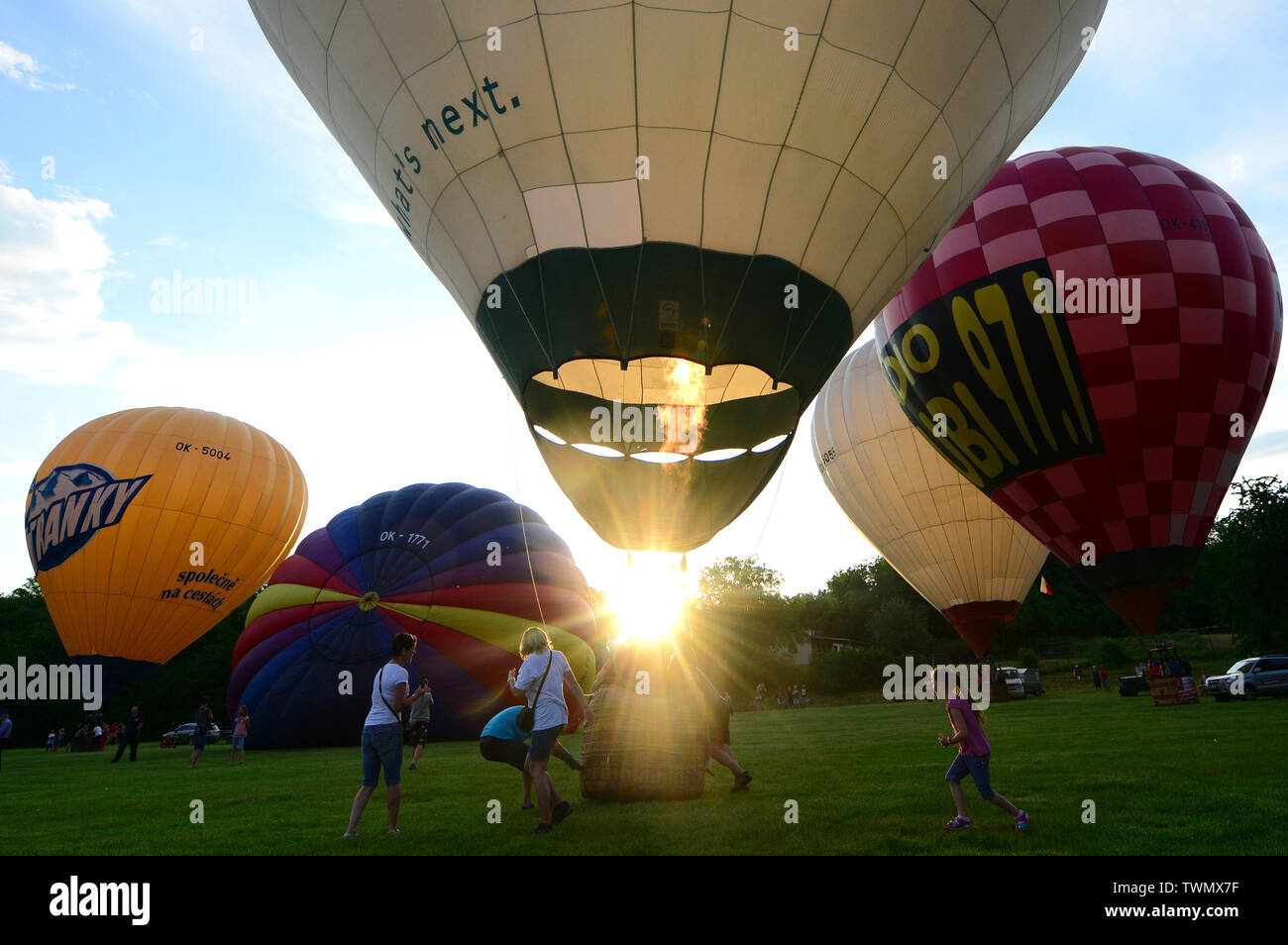 Chrudim, Czech Republic. 21st June, 2019. The 10th Czech Hot-air Balloons  Fiesta ''Balony nad Chrudimi'' will take place in Chrudim (132 kilometers  east of Prague) in the Czech Republic. A Balloonist Vladimir