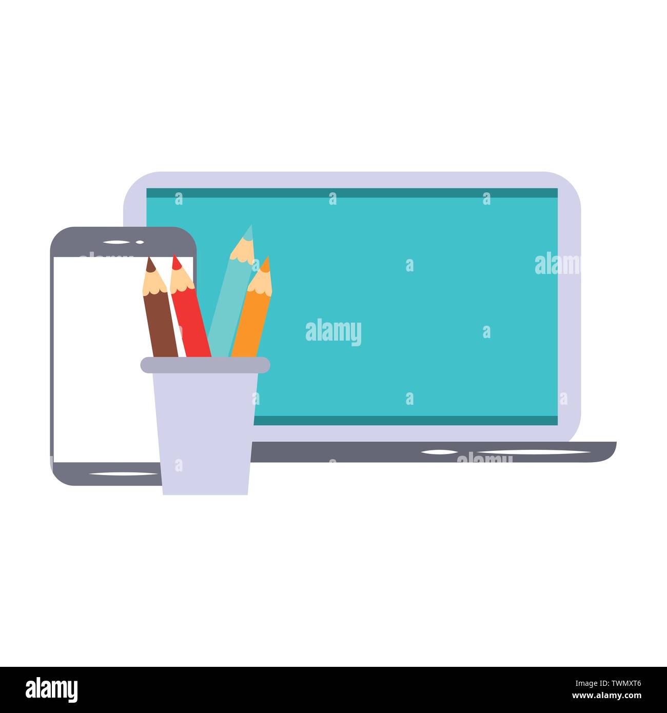Elearning online education and knowledge symbols Stock Vector Image ...