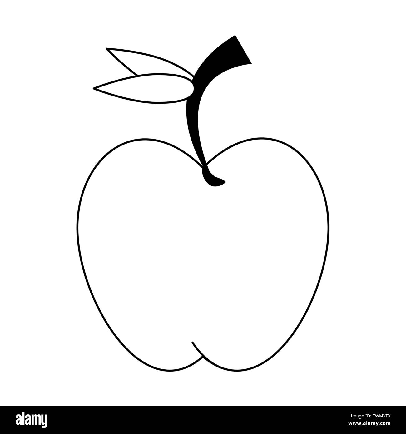 Apple fruit food isolated cartoon in black and white Stock Vector Image &  Art - Alamy