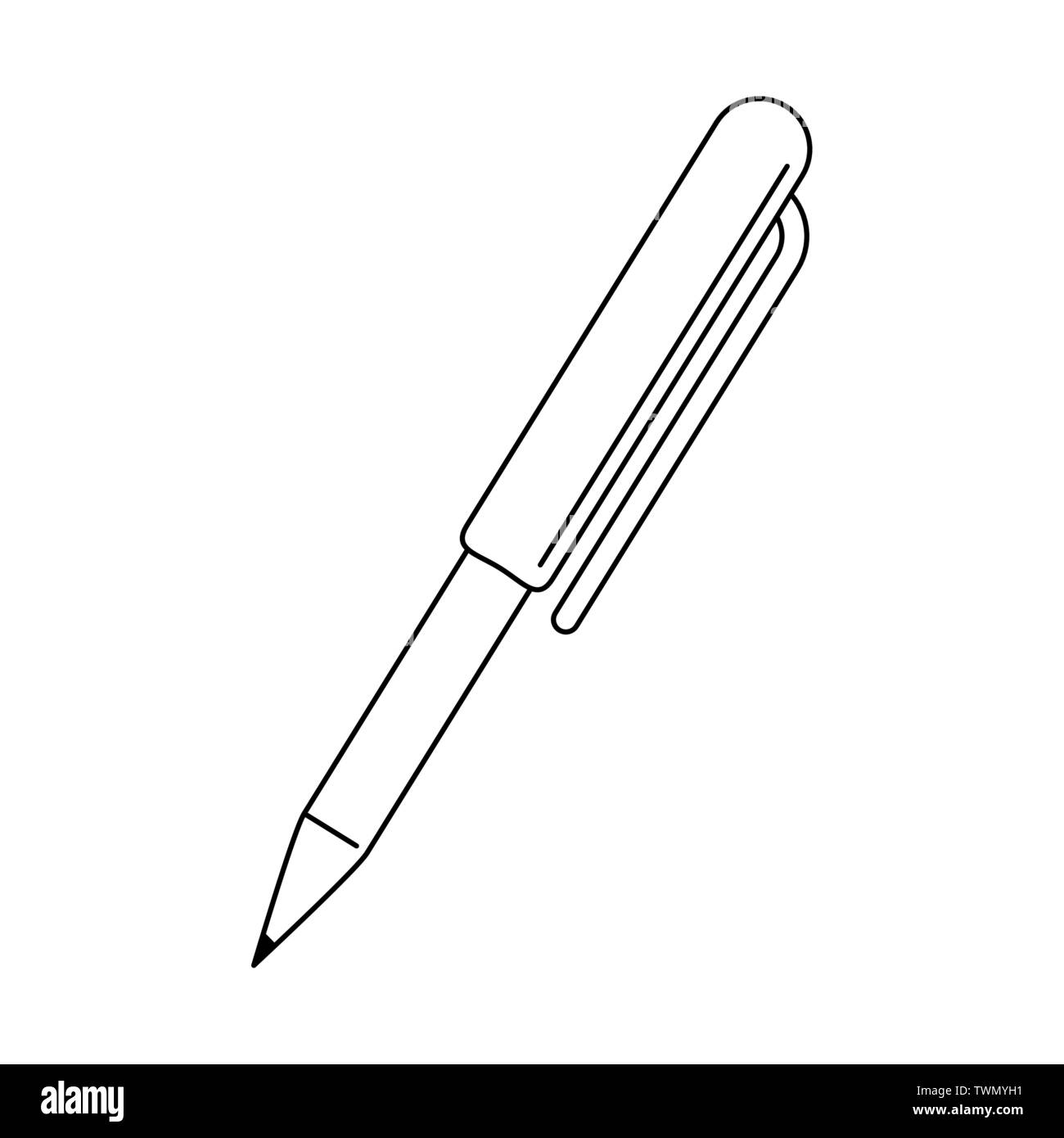 Pen office symbol isolated cartoon in black and white Stock Vector Image &  Art - Alamy