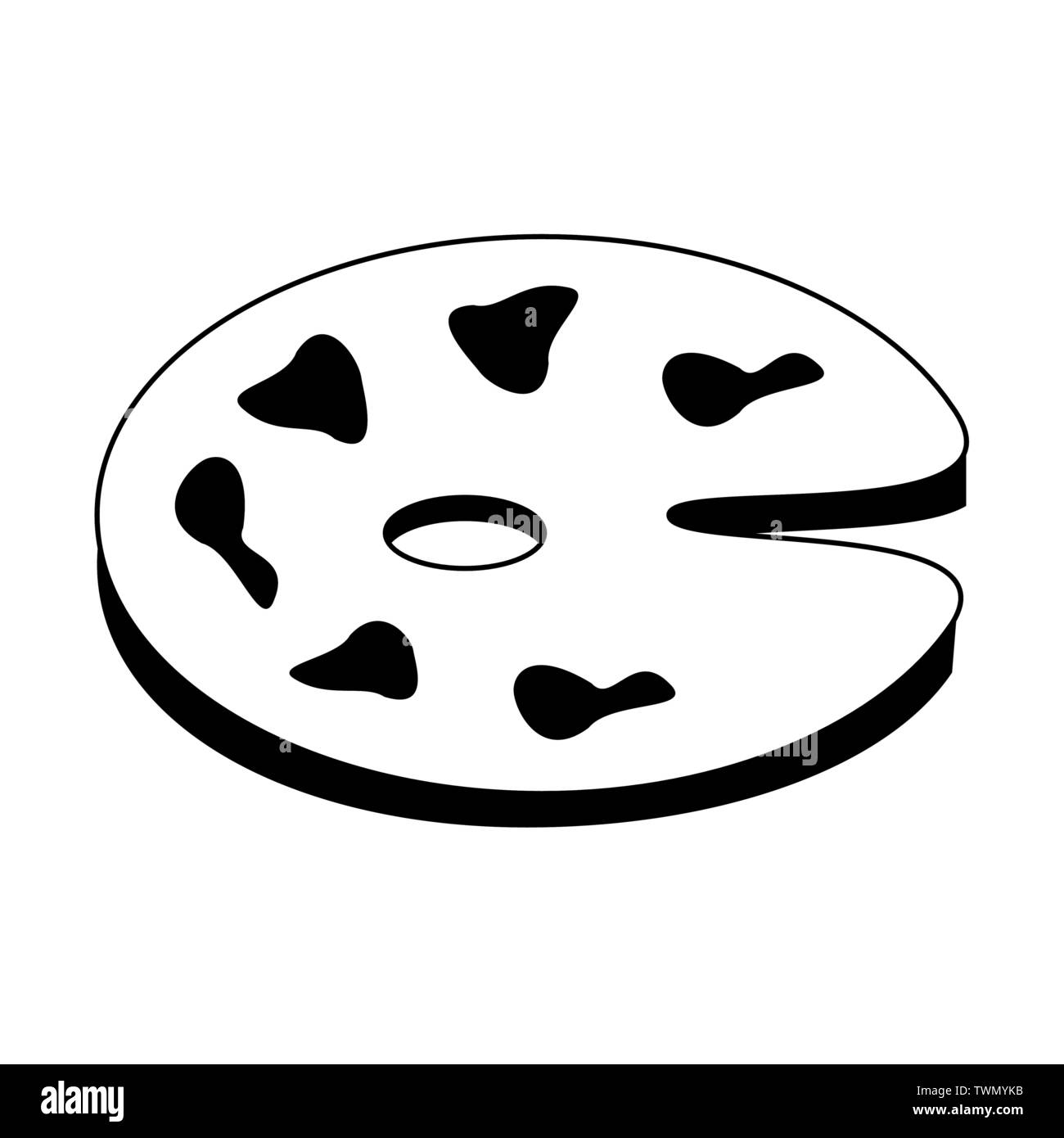 Paint Palette Art Isolated Symbol In Black And White Stock Vector