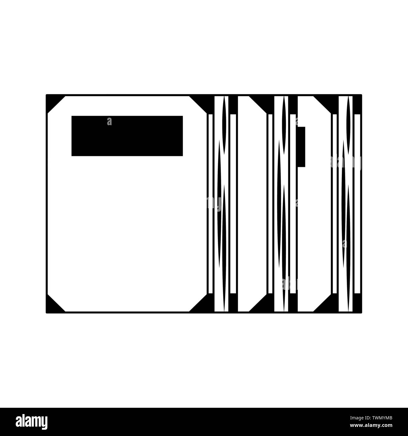 Set of books education isolated cartoon in black and white Stock Vector ...