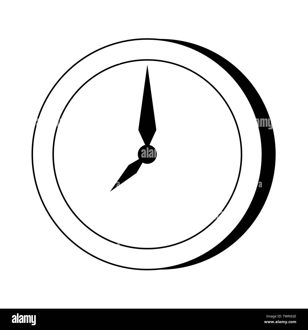Wall clock round frame time symbol in black and white Stock Vector