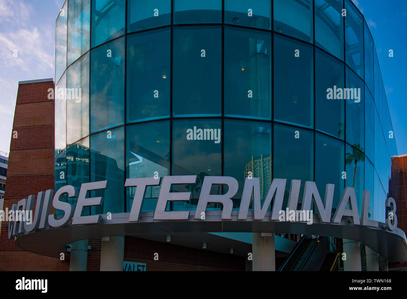 Tampa Bay, Florida. April 28, 2019 . Cruise Terminal 3 at Port Tampa Bay (2) Stock Photo