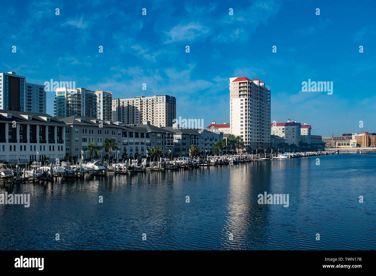 Tampa Bay, Florida. April 28, 2019 . Luxury boats on Harbour Island