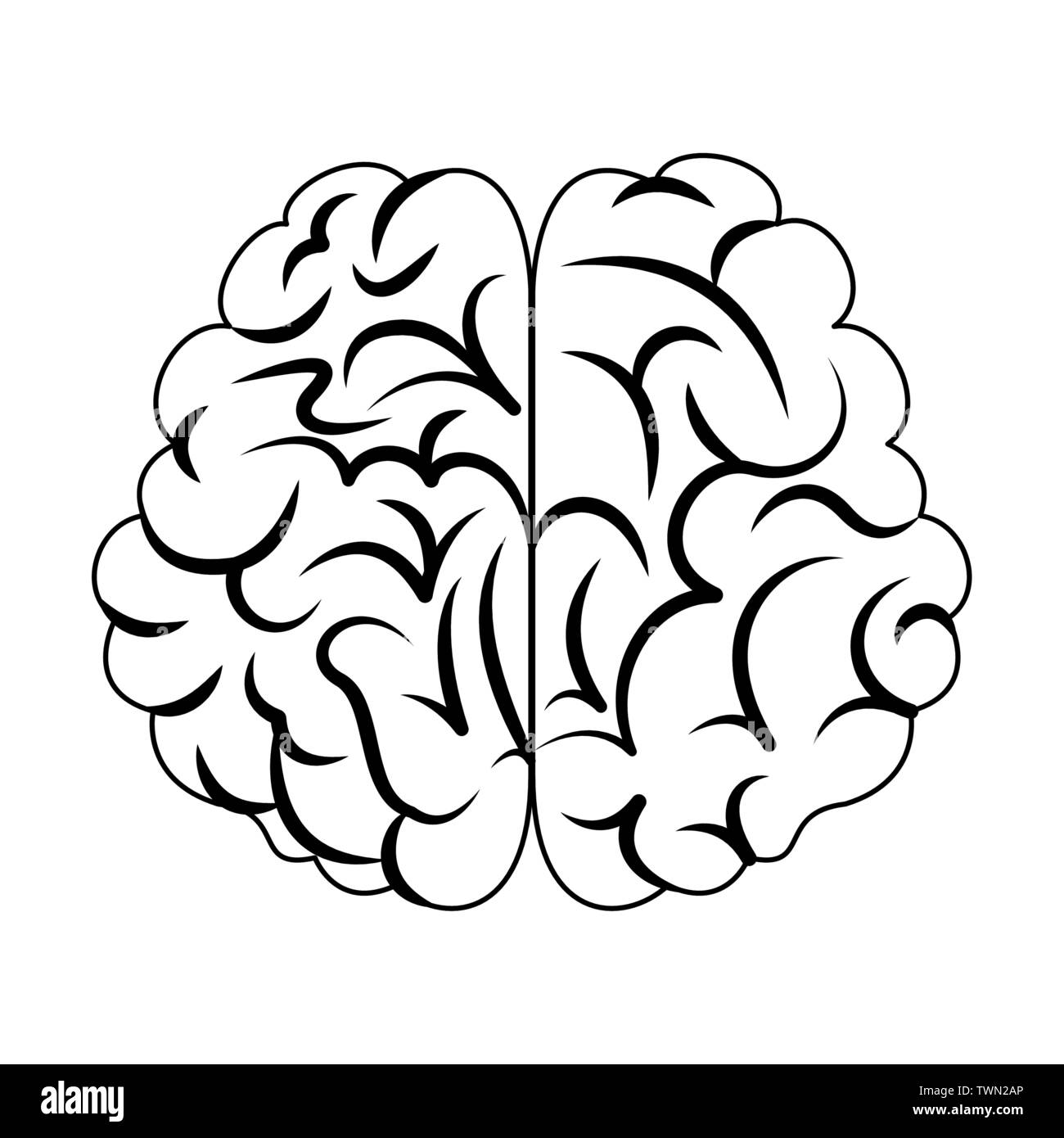 Human brain intelligence symbol isolated in black and white Stock ...