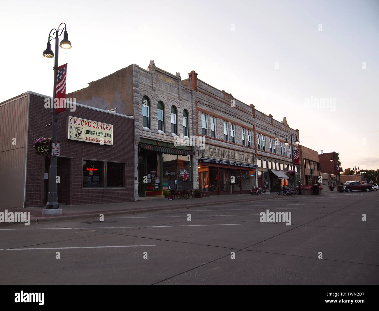 Historic downtown buildings business businesses district street hires