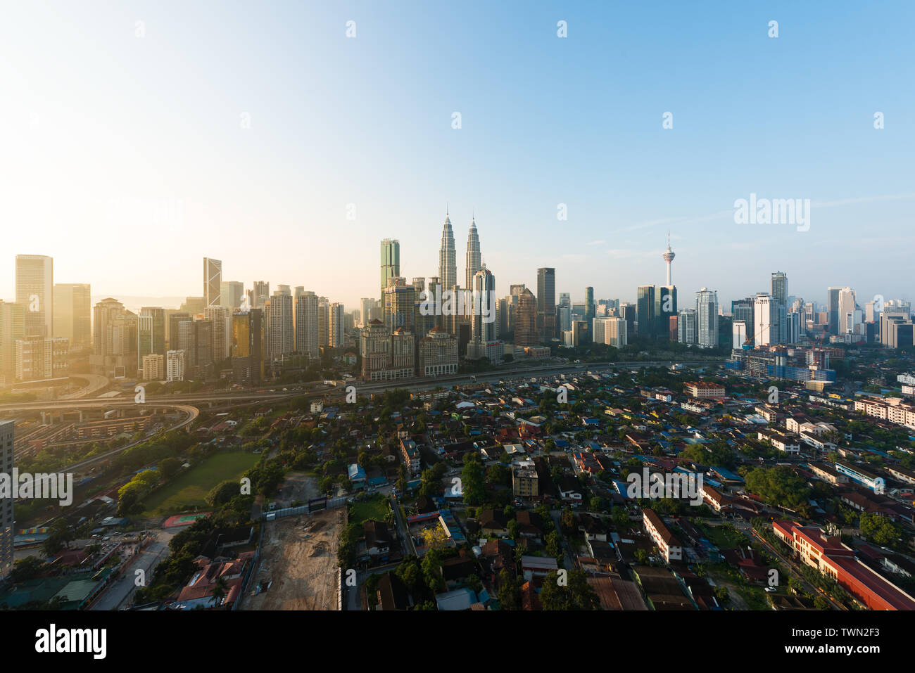 Kuala Lumpur city skyline and skyscrapers building at business district downtown in Kuala Lumpur, Malaysia. Asia. Stock Photo