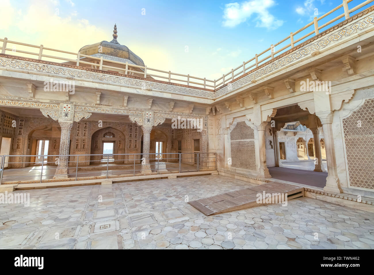 Agra Fort white marble royal palace known as the Musamman Burj. Agra ...