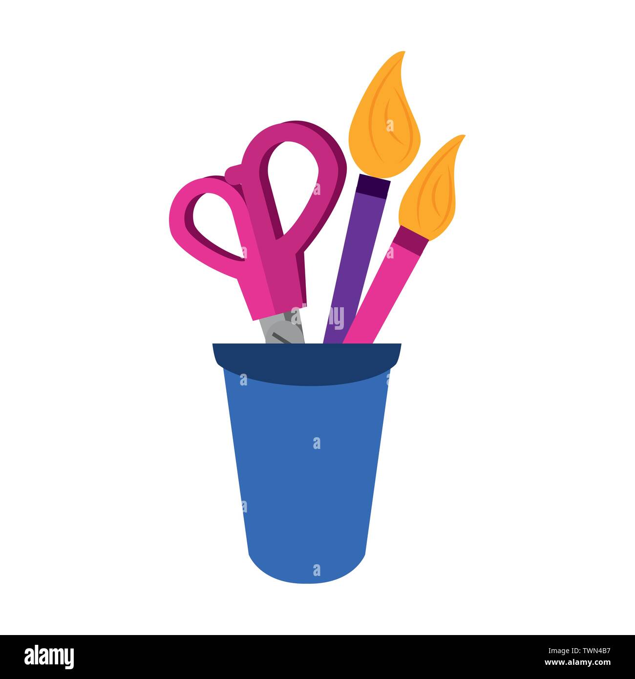 Scissor and brushes with cup cartoon Stock Vector Image & Art - Alamy