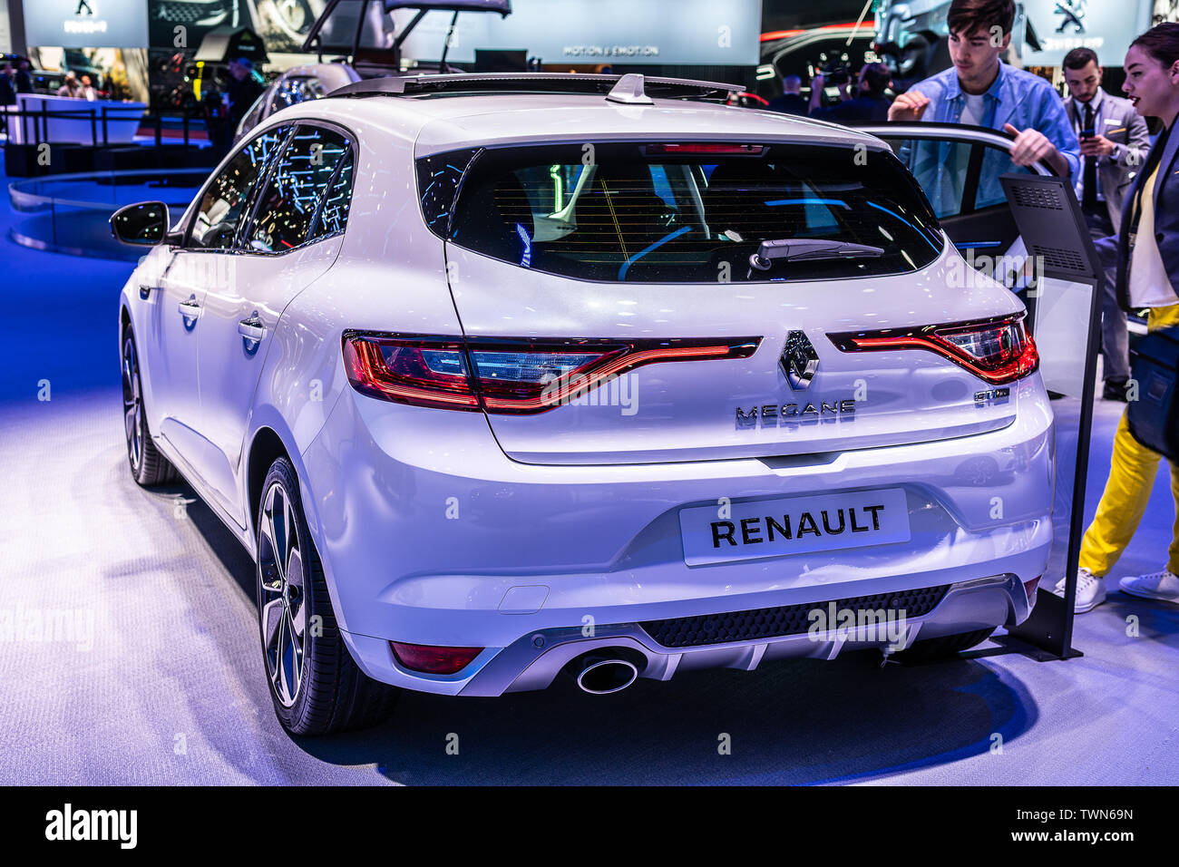 Paris, France, October 05, 2018: metallic white Renault Megane IV