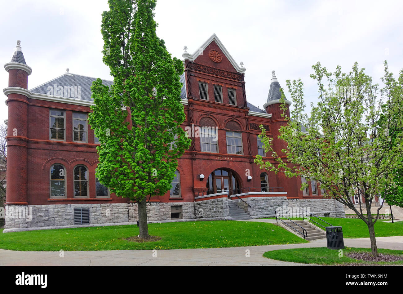 Tolley Hall, the Humanities center of Syracuse University, has the appearance of an old castle Stock Photo