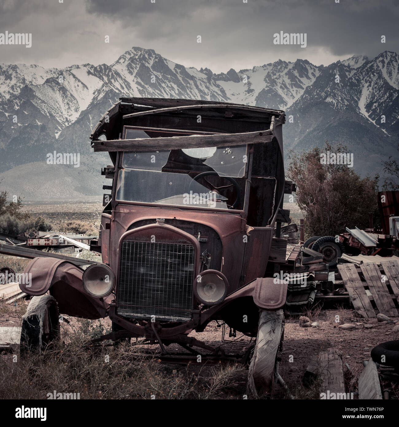 Old Truck near Independence, California USA Stock Photo