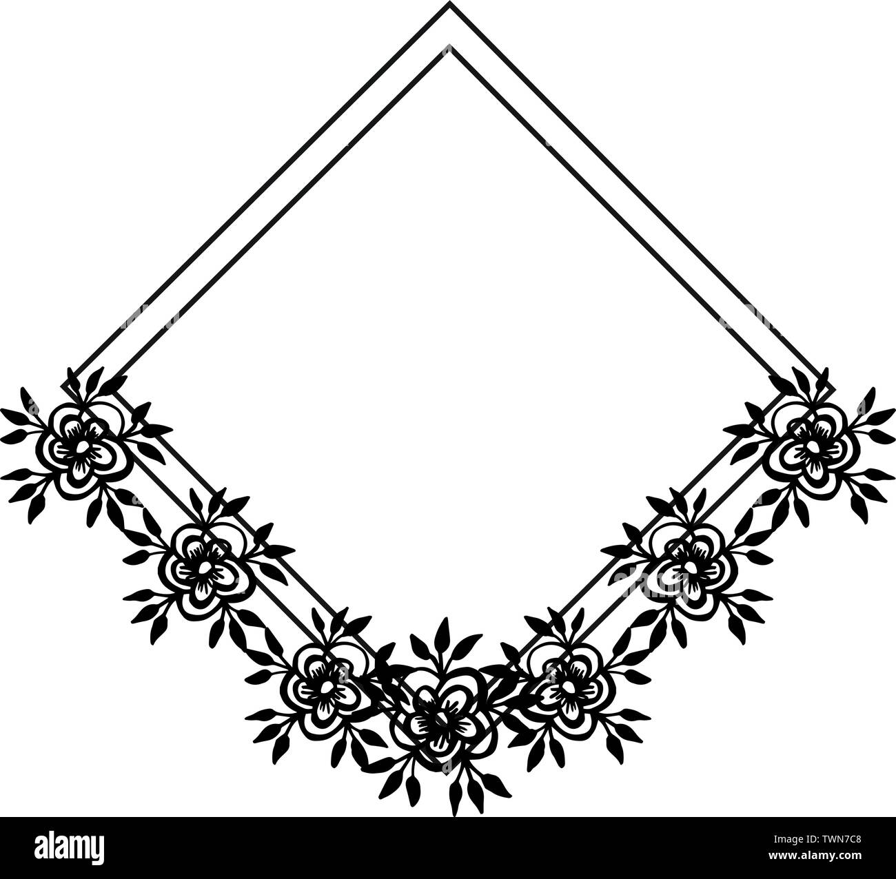 Vector illustration black and white flower frame for various card of ...