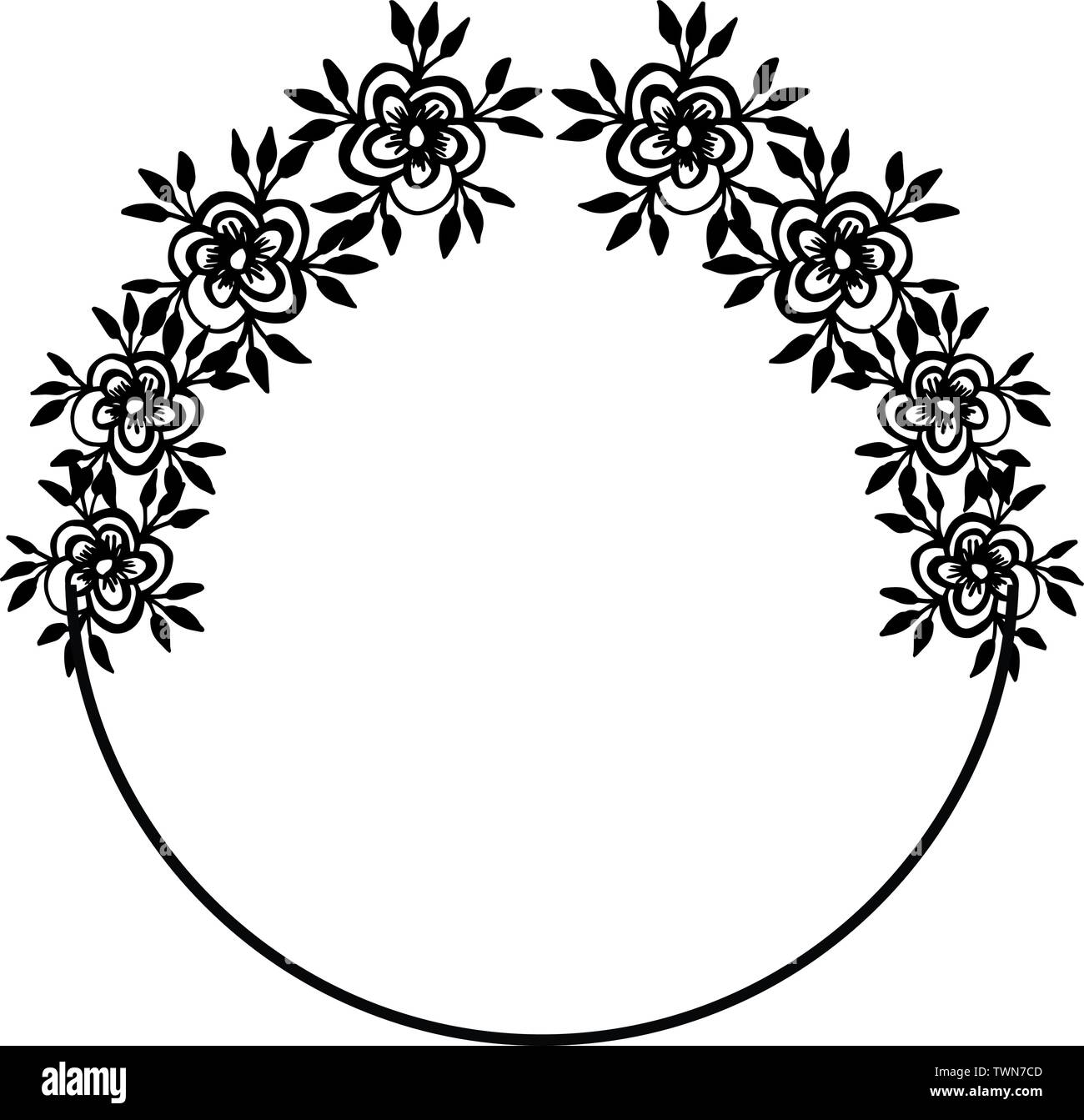 Vector illustration black and white flower frame for various card of ...