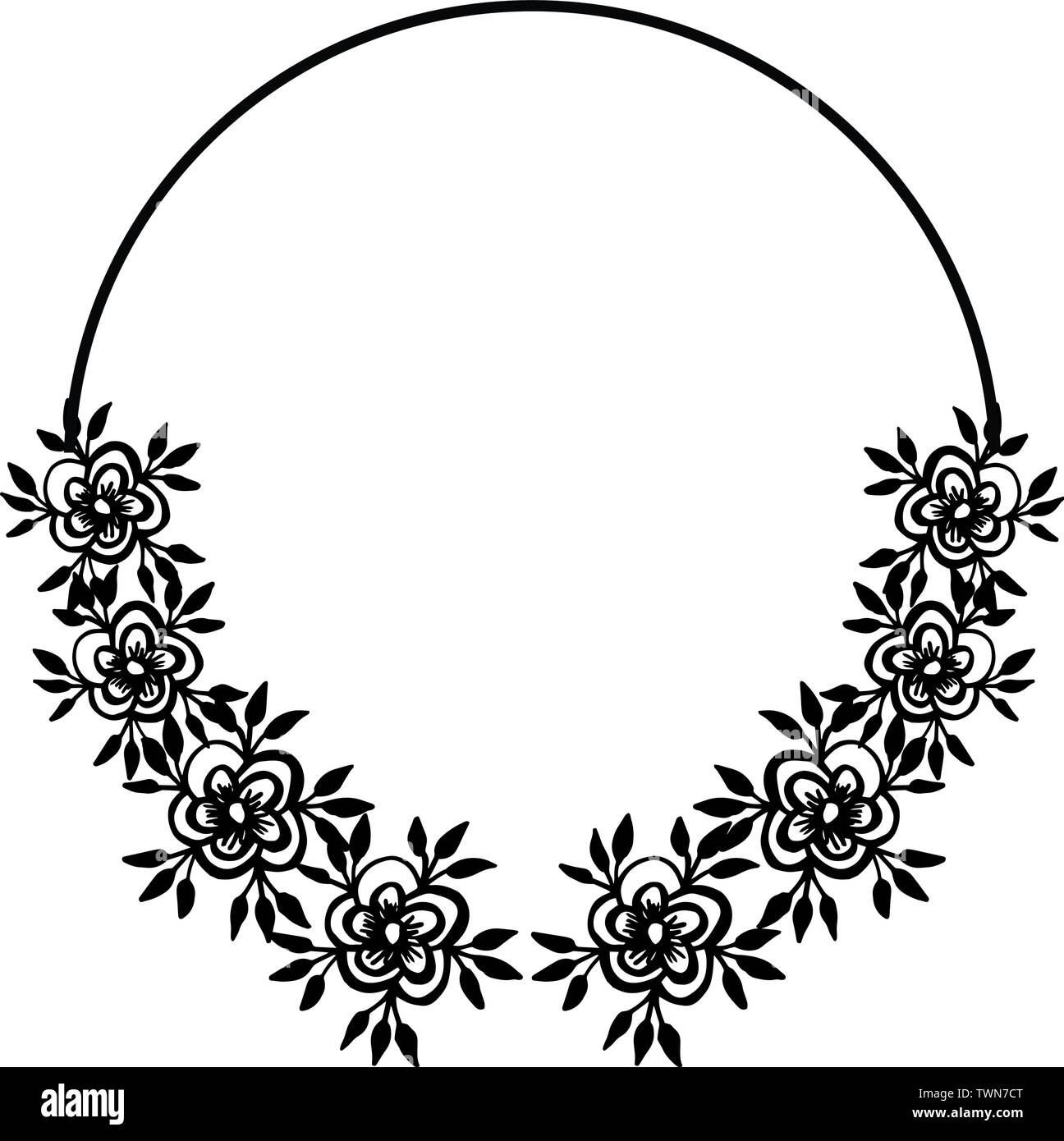 Vector illustration black and white flower frame for various card of ...