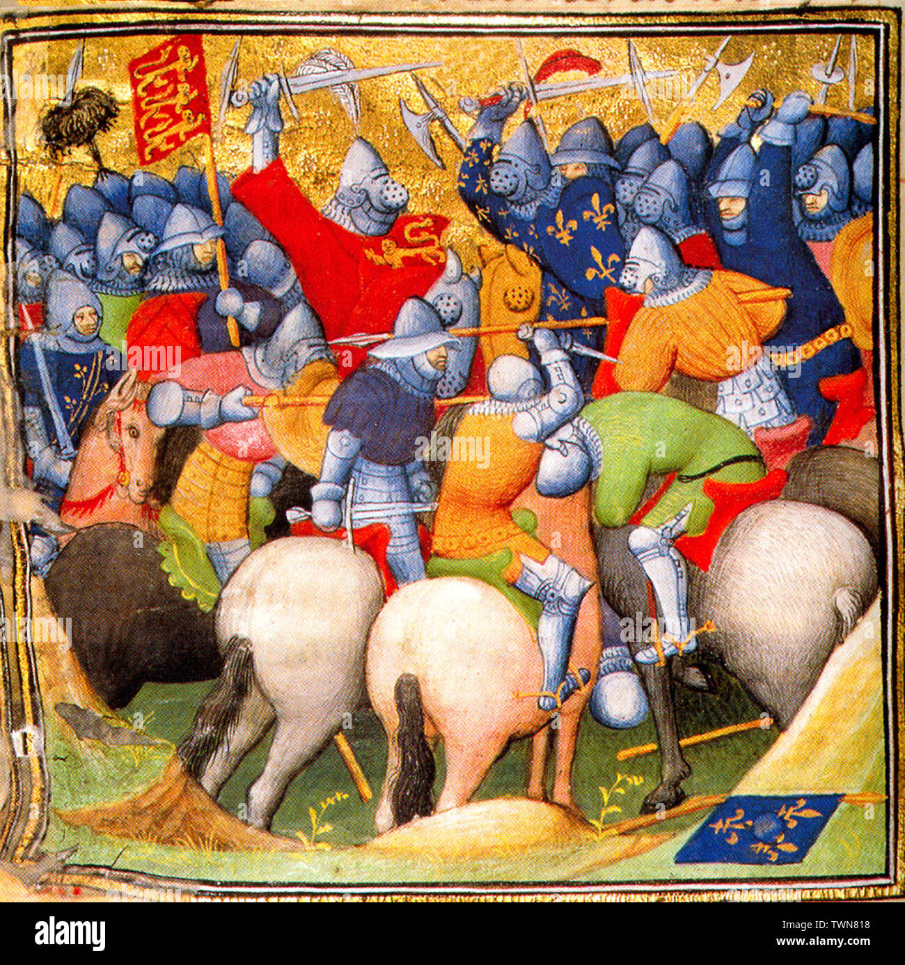 Battle of Crecy, 1346. Stock Photo