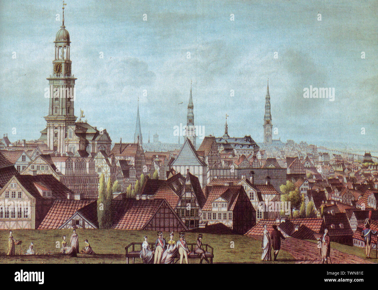Street in Hamburg, Germany circa 1811 Stock Photo