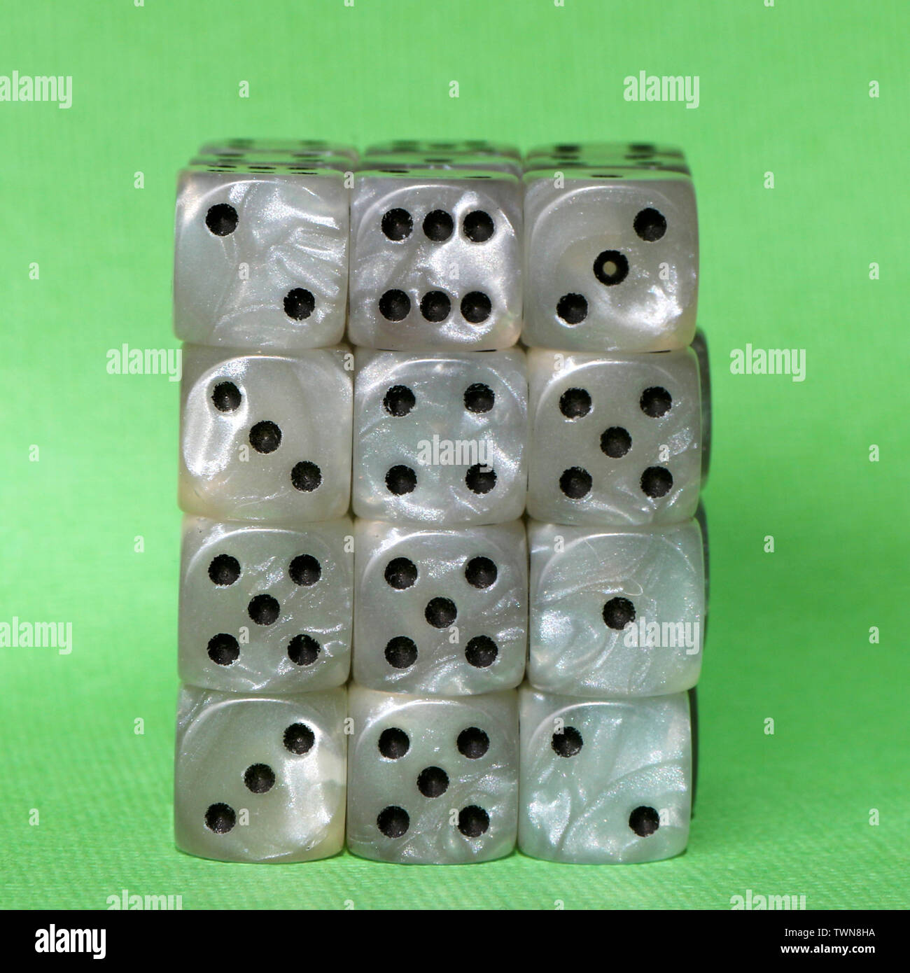 Stack of dice used for gambling. Stock Photo