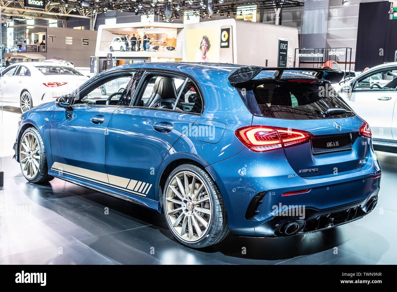 Paris France October 18 Blue Mercedes Amg A 35 4matic At Mondial Paris Motor Show 4th Gen A Class W177 Produced By Mercedes Benz Stock Photo Alamy