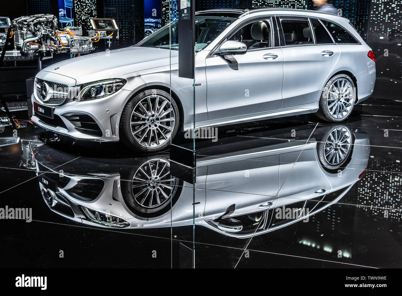 Paris France Oct 2018 Mercedes C 300 DE Plug In Hybrid Break AMG