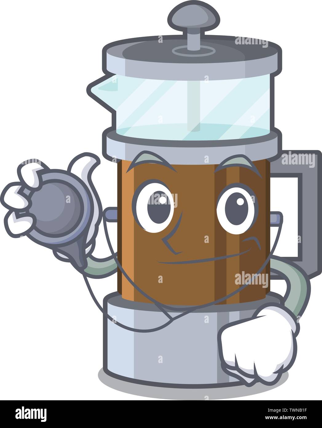 Doctor french press isolated with the character Stock Vector