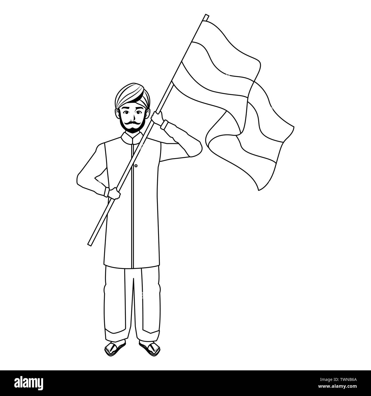 indian family avatar cartoon character in black and white Stock Vector ...