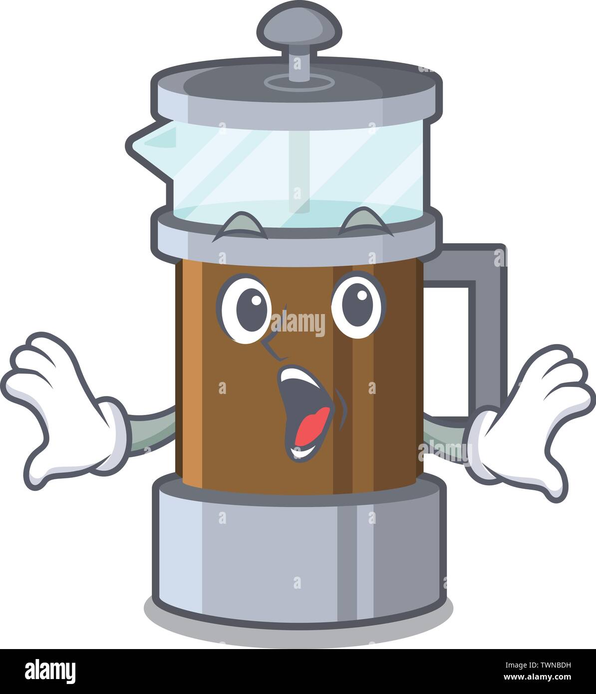 Surprised french press in a cartoon glass Stock Vector