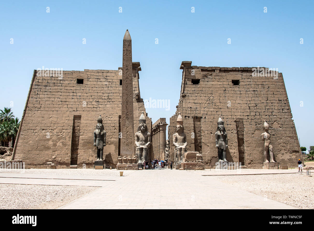 Statues in front of Entrance to Luxor Temple, Ancient Egyptian temple complex east bank Nile