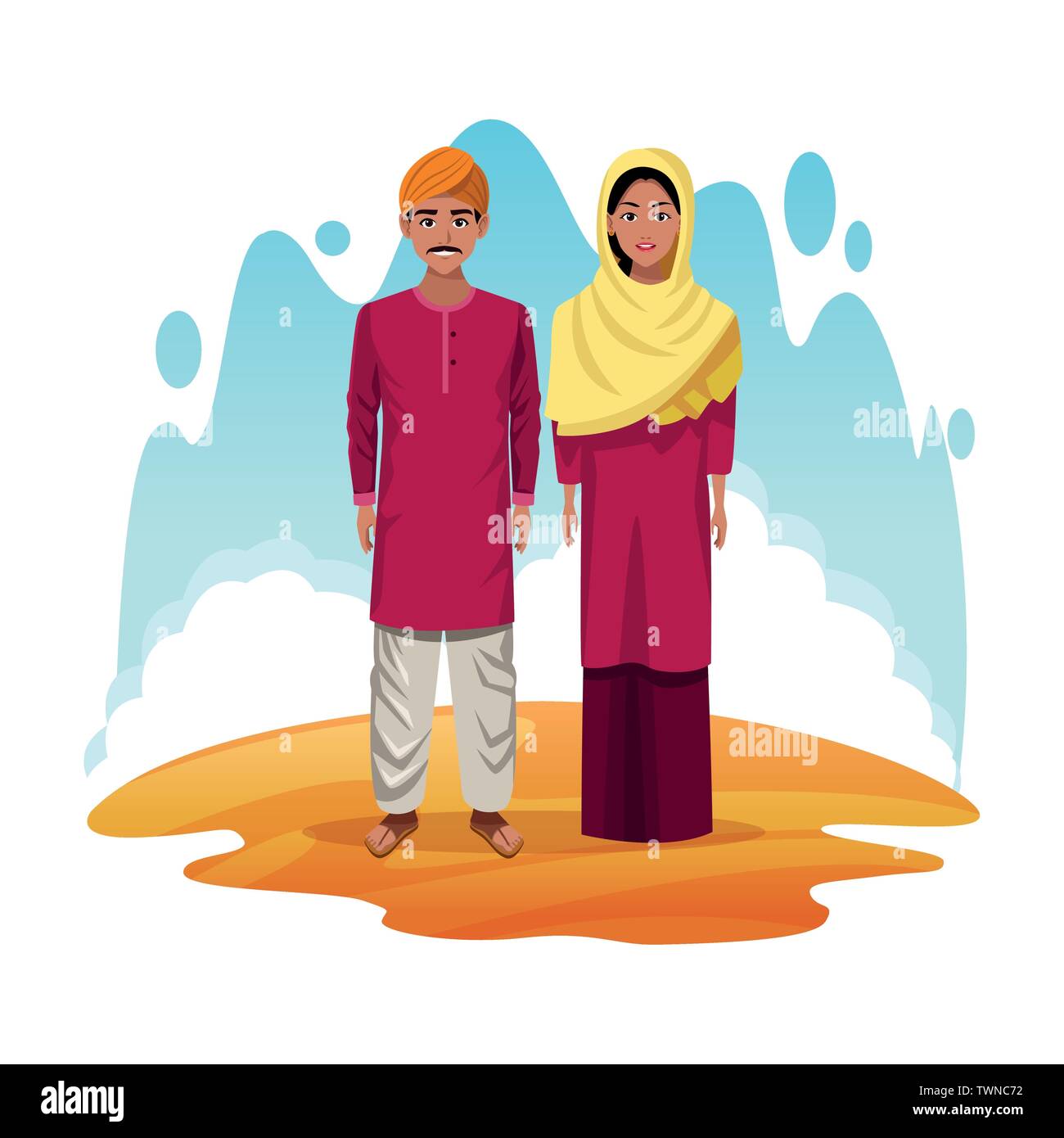 indian couple of india cartoon Stock Vector Image & Art - Alamy