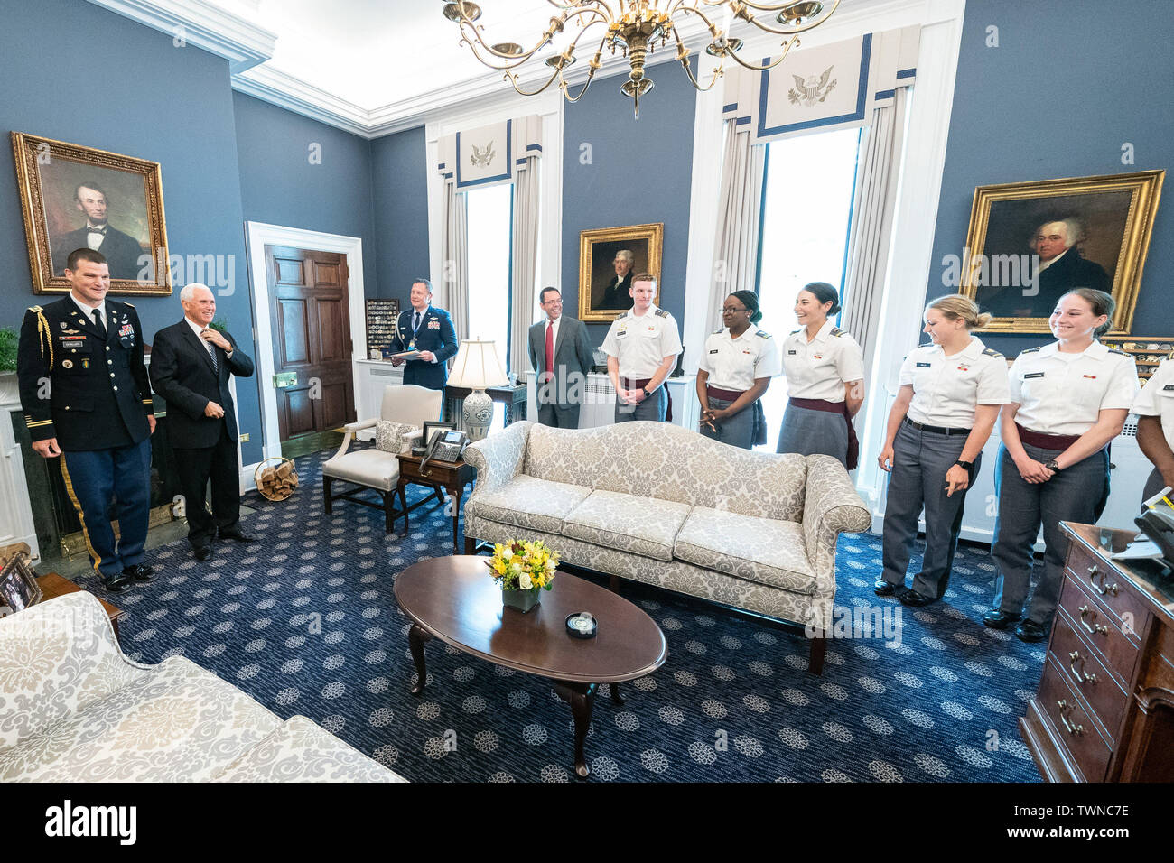 Washington United States Of America th June 19 Vice President Mike Pence Joined By West Point Cadets Participates In A Departure Ceremony For Military Aide To The Vice President Army Maj Nicholas Washington United States Of America th June 19 Vice President Mike Pence Joined By West Point Cadets Participates In A Departure Ceremony For Military Aide To The Vice President Army Maj Nicholas
